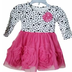 2 FOR $5 SALE Girl's Pink/Black Heart Tulle Party Dress 6-9 Months